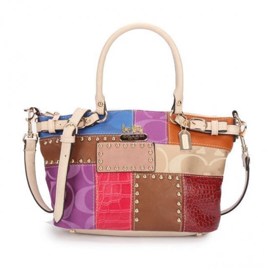 Coach Holiday Kelsey In Signature Medium Ivory Multi Satchels EBQ | Women